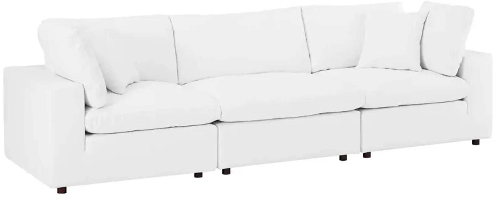 Commix Down Filled Overstuffed Vegan Leather 3-Seater Sofa