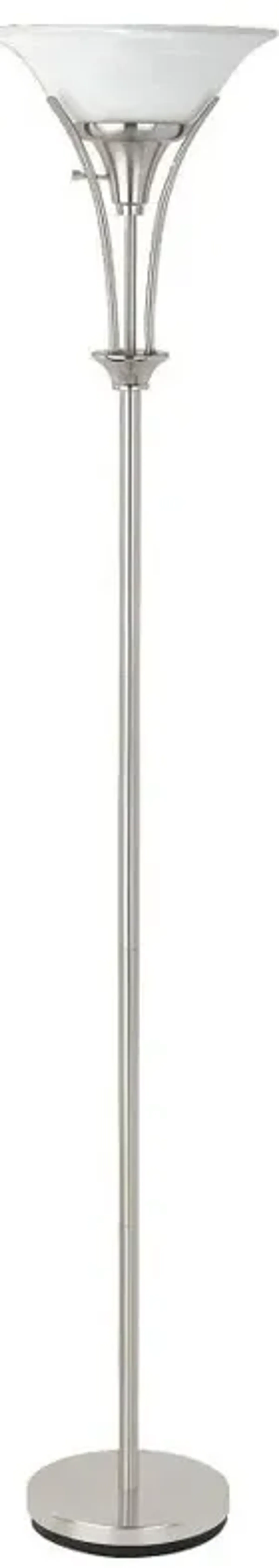 Archie Floor Lamp with Frosted Ribbed Shade Brushed Steel