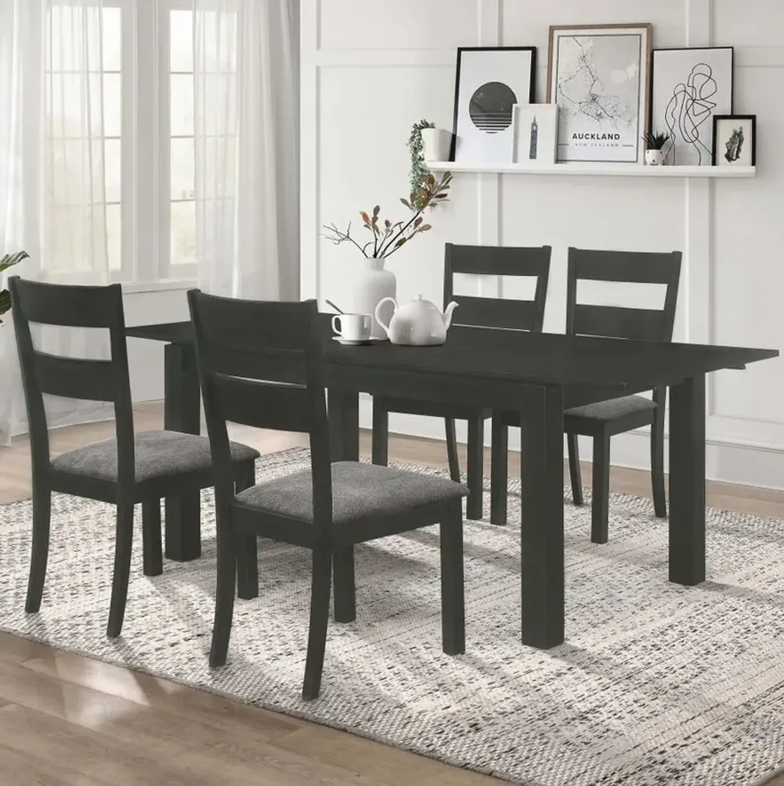 Jakob 5-piece Rectangular Dining Set Grey and Black