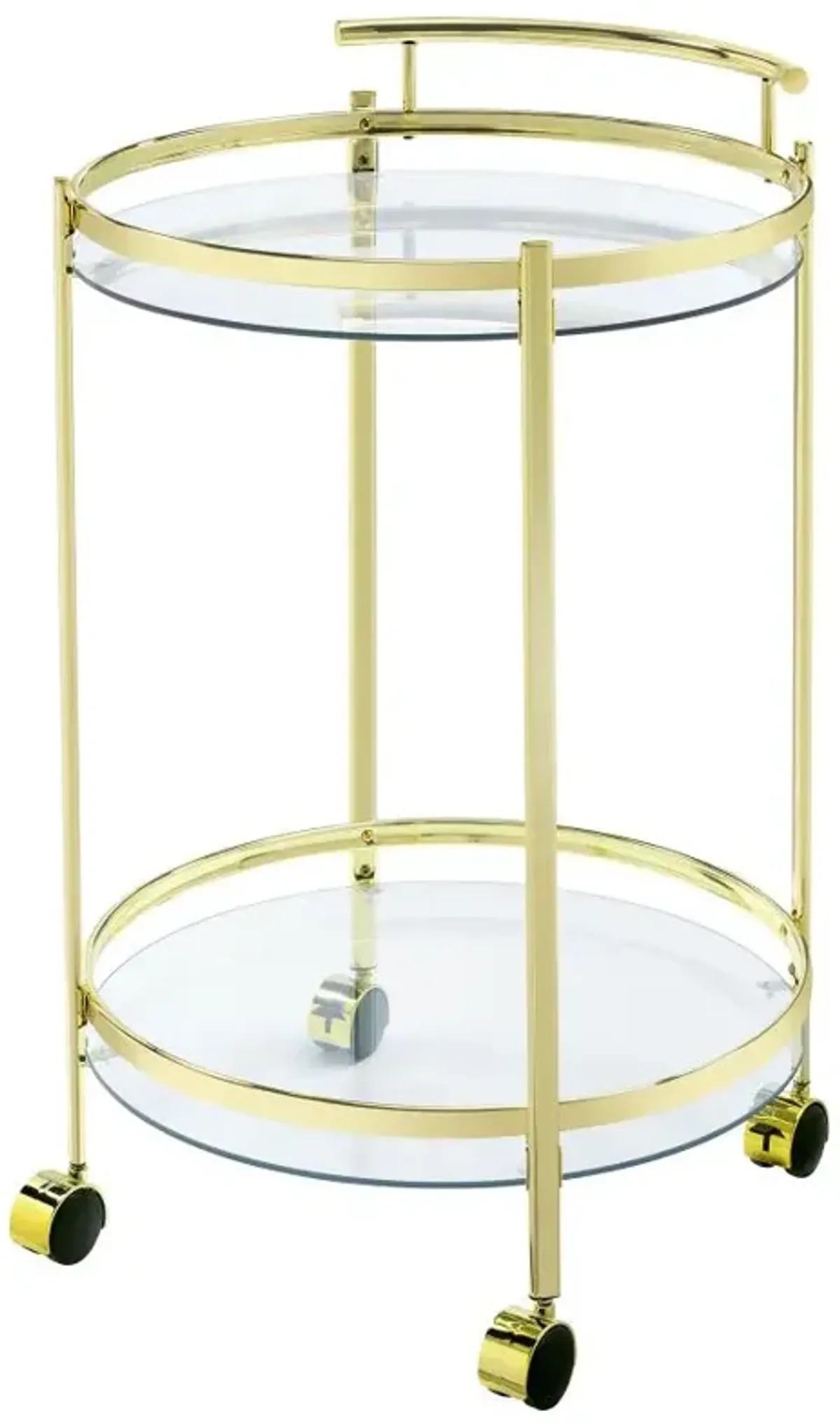 Chrissy 2-tier Round Glass Bar Cart Brass