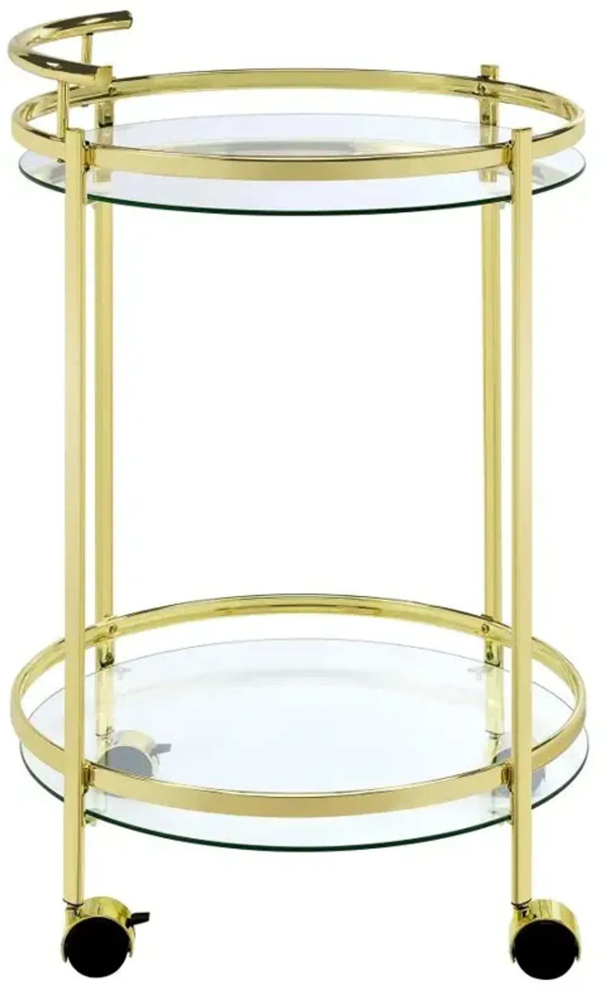 Chrissy 2-tier Round Glass Bar Cart Brass