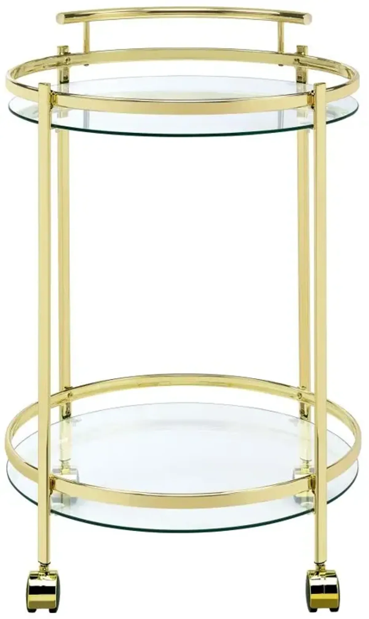 Chrissy 2-tier Round Glass Bar Cart Brass