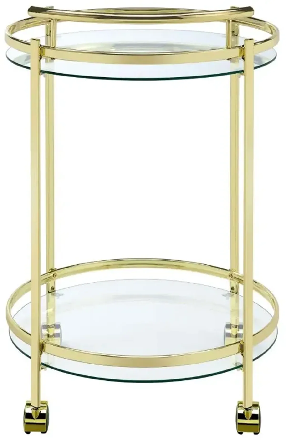 Chrissy 2-tier Round Glass Bar Cart Brass