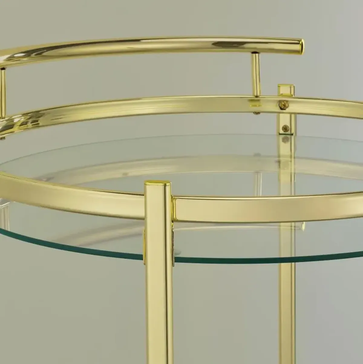 Chrissy 2-tier Round Glass Bar Cart Brass