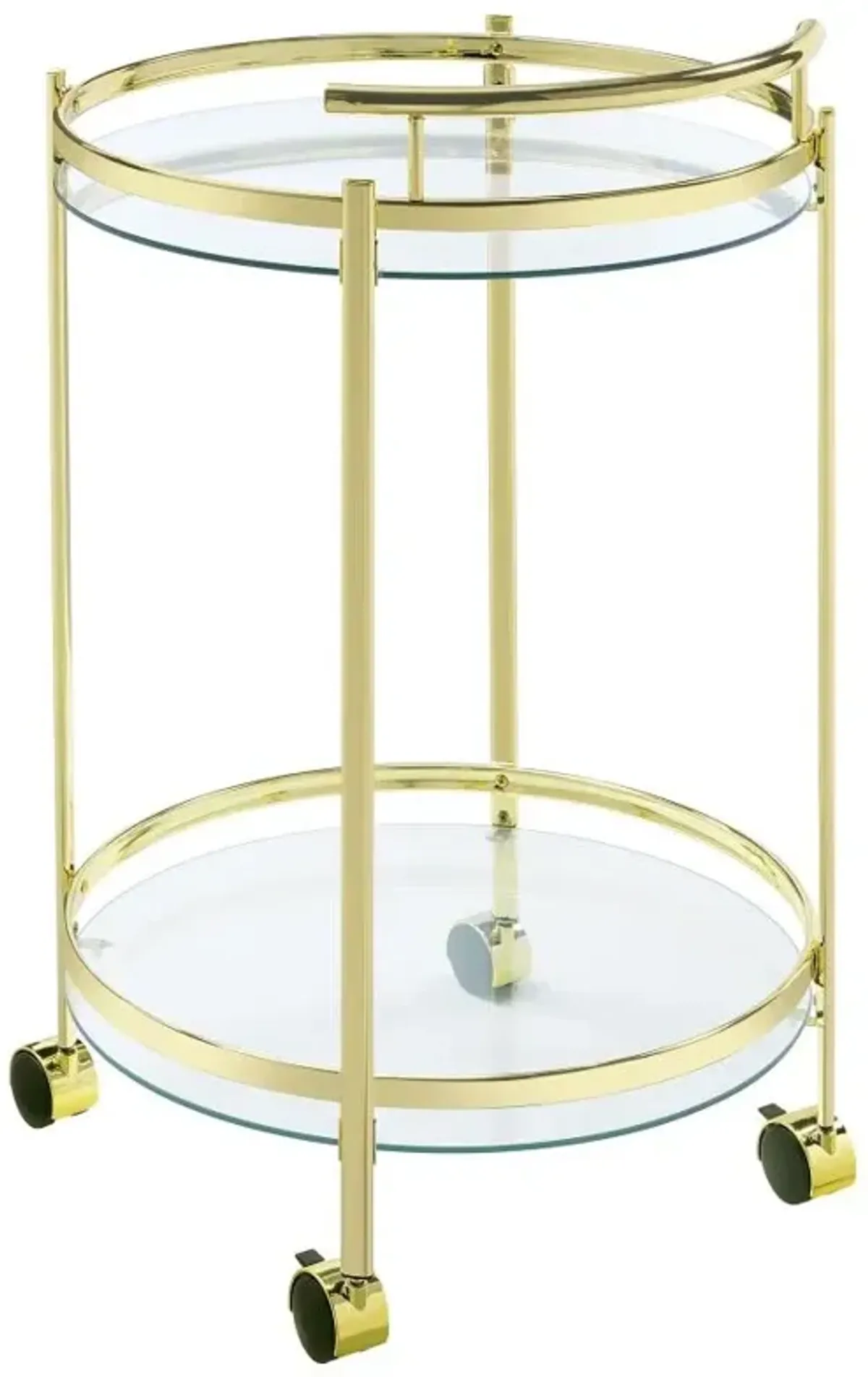 Chrissy 2-tier Round Glass Bar Cart Brass