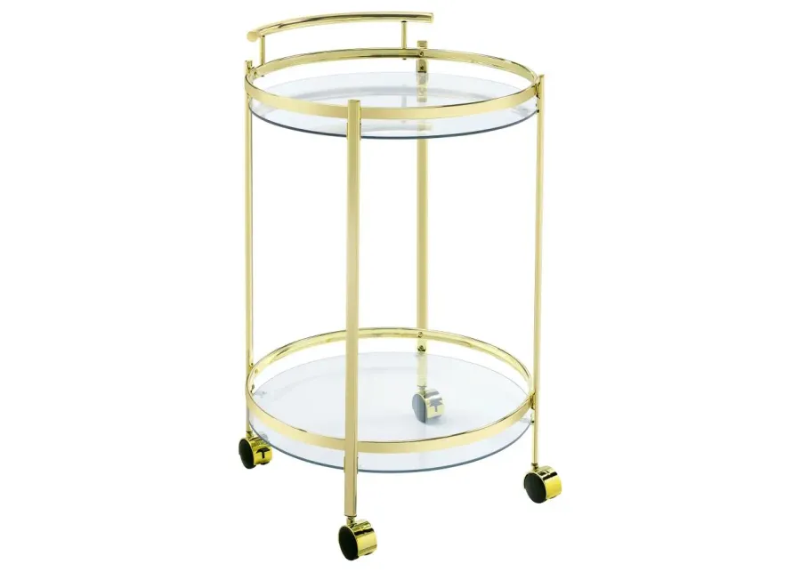 Chrissy 2-tier Round Glass Bar Cart Brass