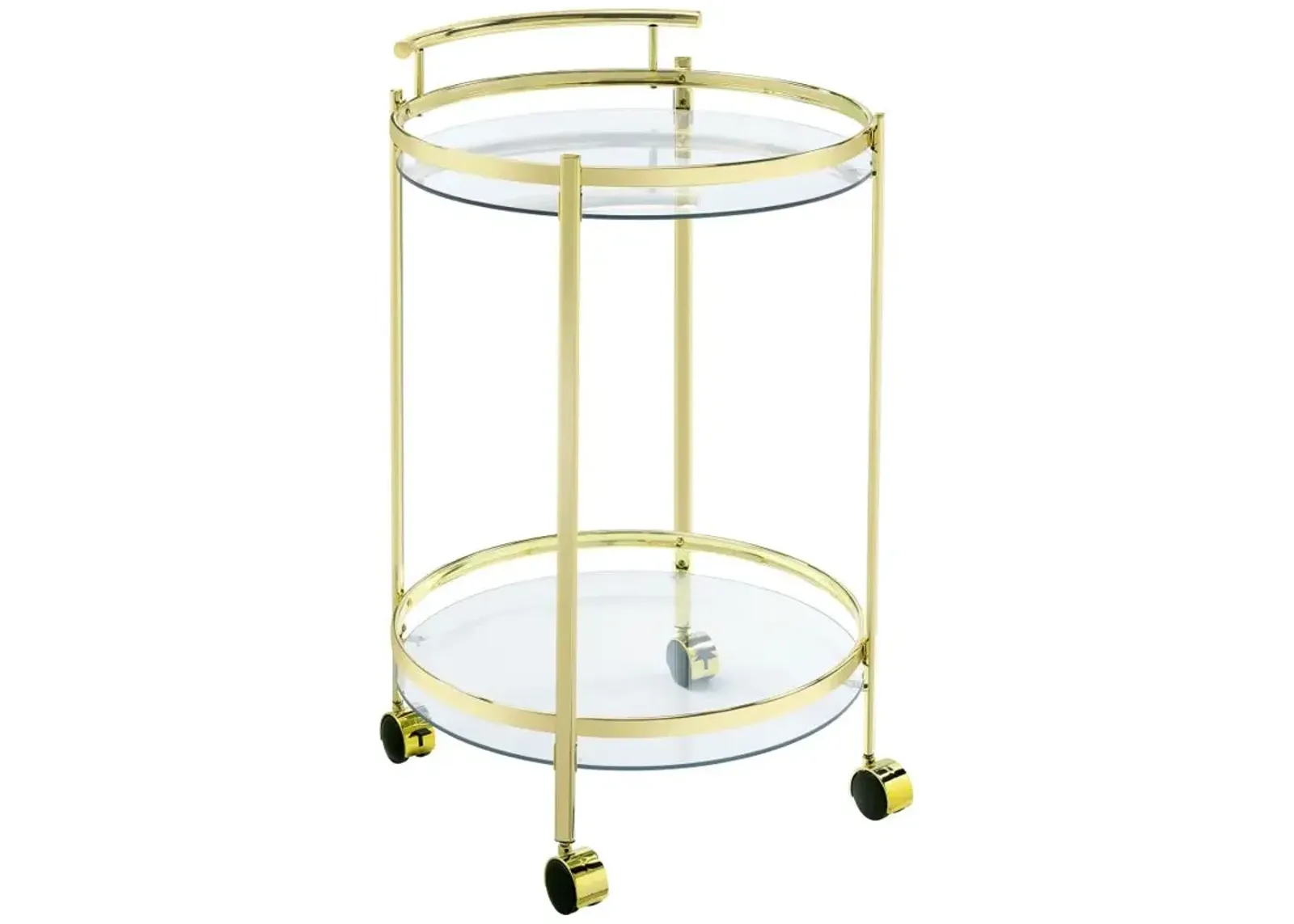 Chrissy 2-tier Round Glass Bar Cart Brass