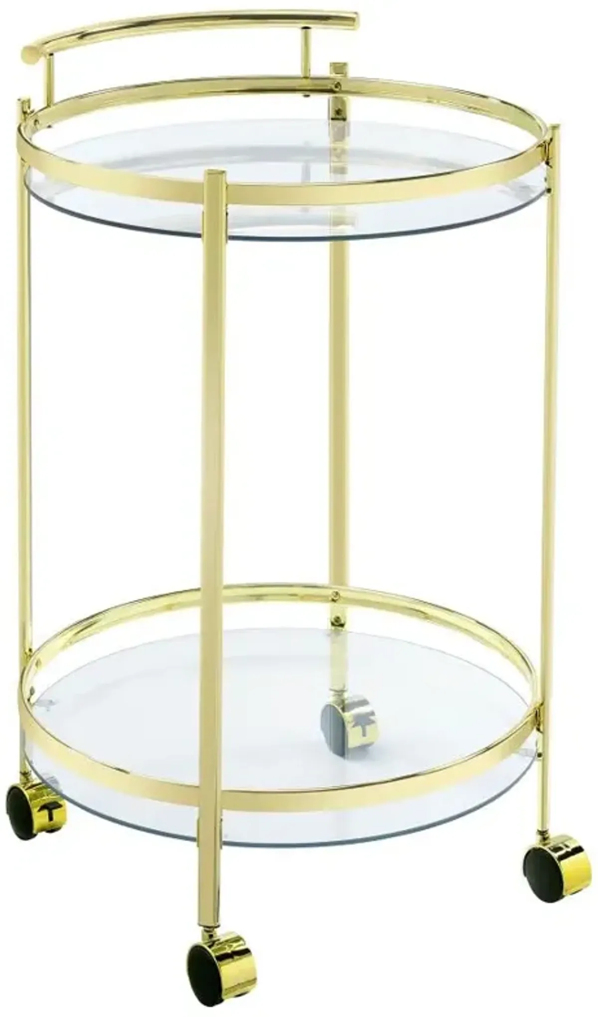 Chrissy 2-tier Round Glass Bar Cart Brass