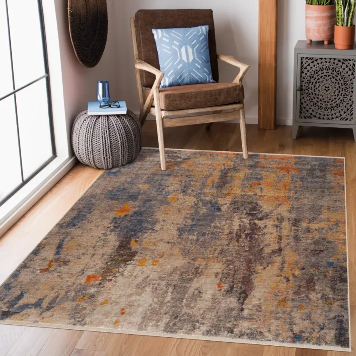 Hana Distressed Desert Modern Abstract Area Rug 7'9" x 10'