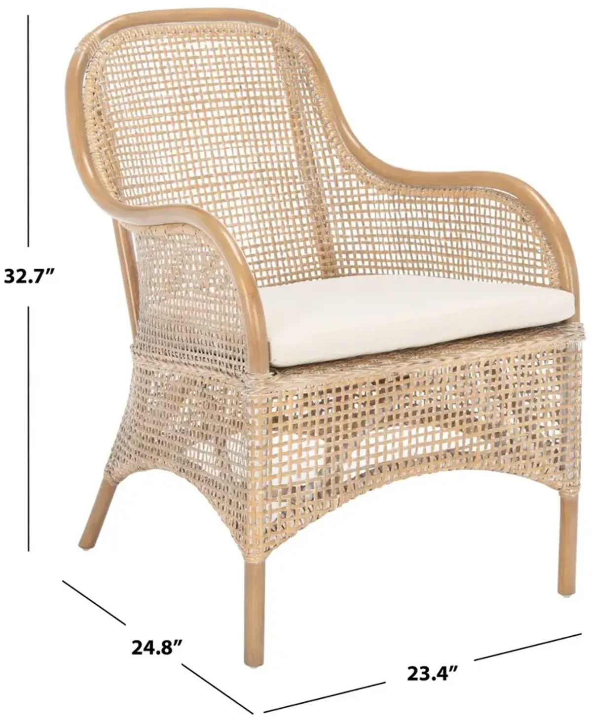 CHARLIE RATTAN ACCENT CHAIR W/ CUSHION