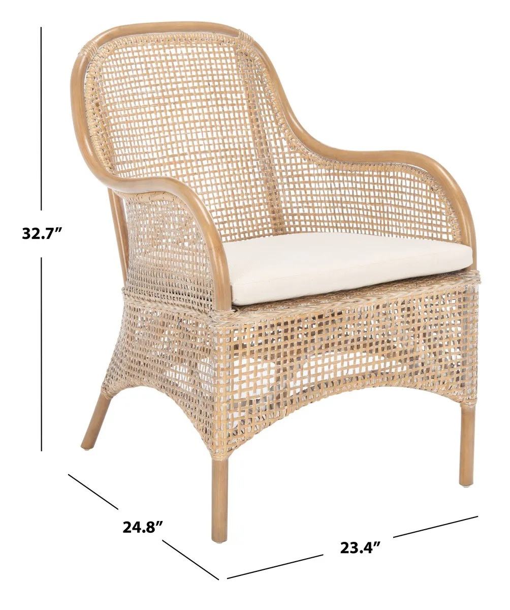 CHARLIE RATTAN ACCENT CHAIR W/ CUSHION