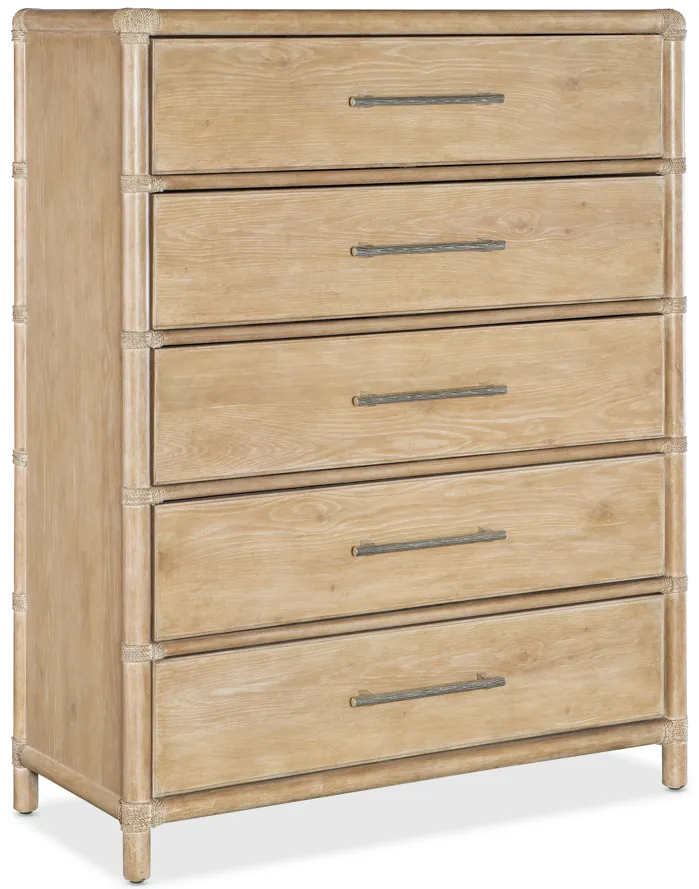 Retreat Pole Rattan Five-Drawer Chest