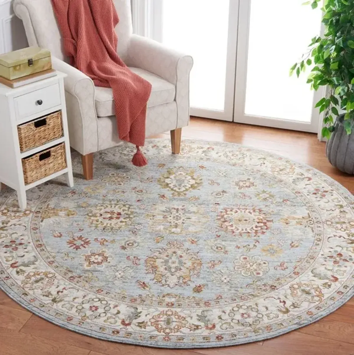 HAMILTON 112 Blue 6'-7' X 6'-7' Round Round Rug