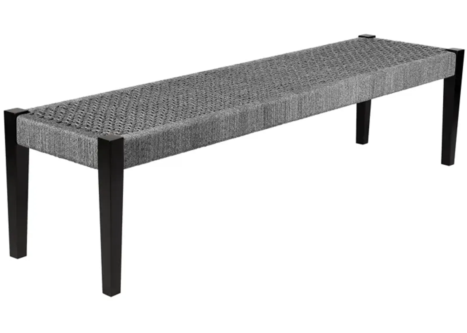 Camino Indoor Outdoor Dining Bench in Eucalyptus Wood and Gray Rope