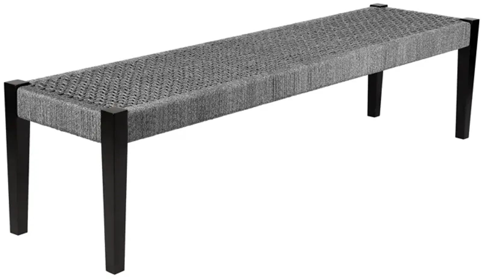 Camino Indoor Outdoor Dining Bench in Eucalyptus Wood and Gray Rope