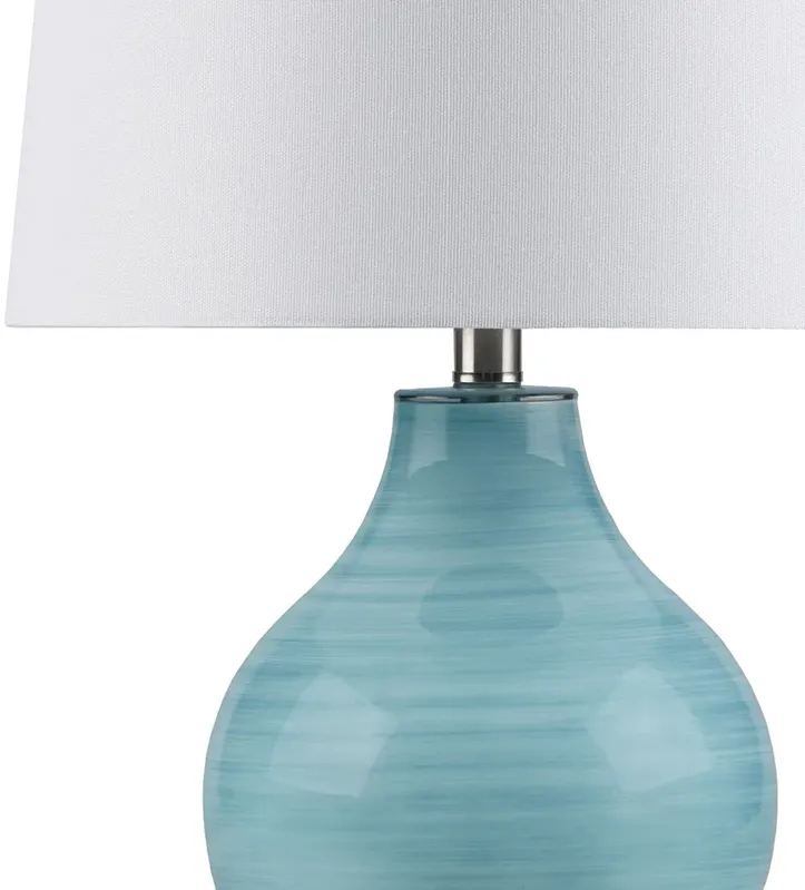 Blue Aqua Swirl Blown Glass Table Lamp