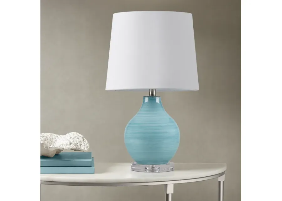 Blue Aqua Swirl Blown Glass Table Lamp