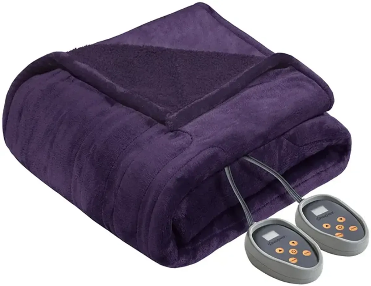 Beautyrest Heated Microlight to Berber Purple Blanket