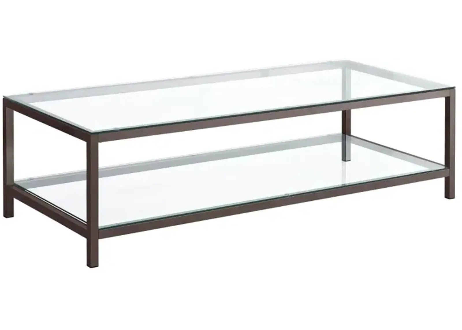 Trini Coffee Table with Glass Shelf Black Nickel