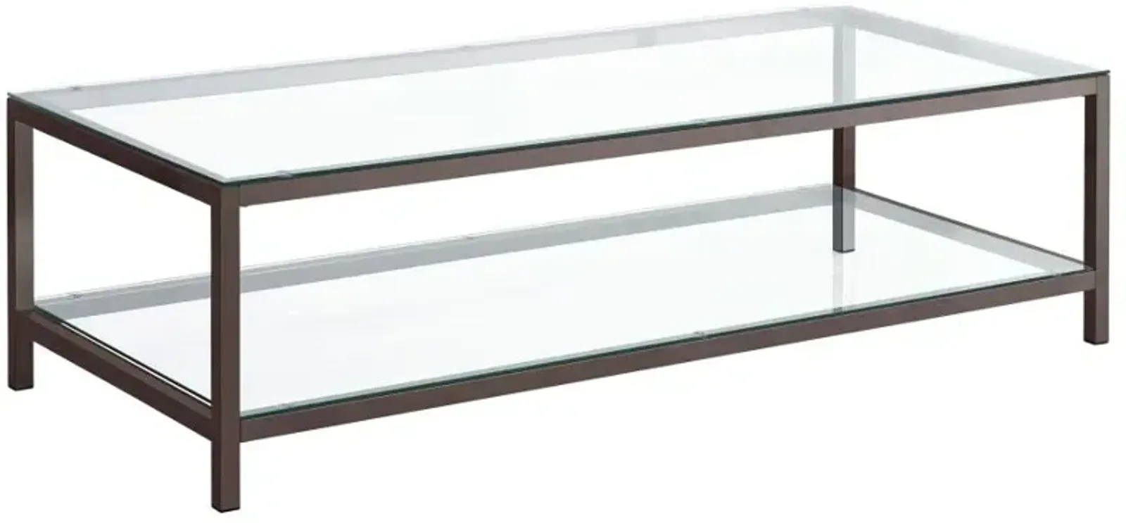 Trini Coffee Table with Glass Shelf Black Nickel