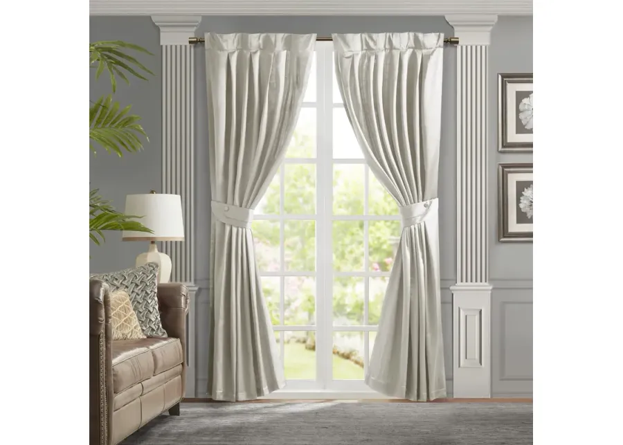 Croscill Classics Avignon White Pleat Curtain Panel with Tieback (Single)