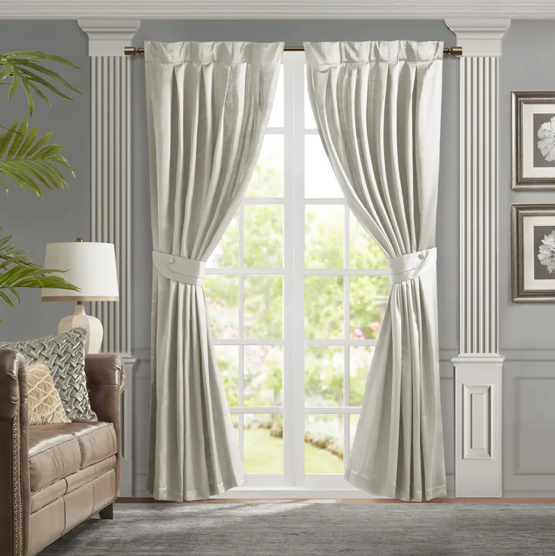 Croscill Classics Avignon White Pleat Curtain Panel with Tieback (Single)