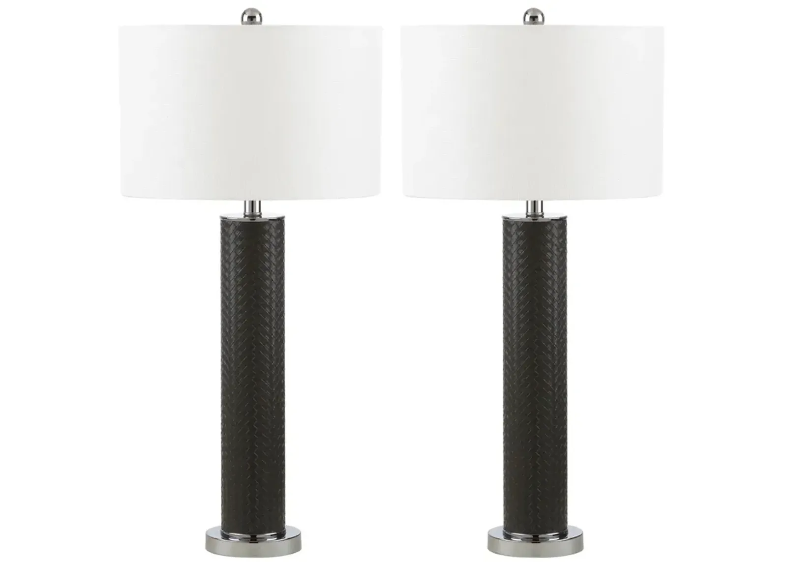 Ollie Faux Woven Leather Table Lamps - Set of 2