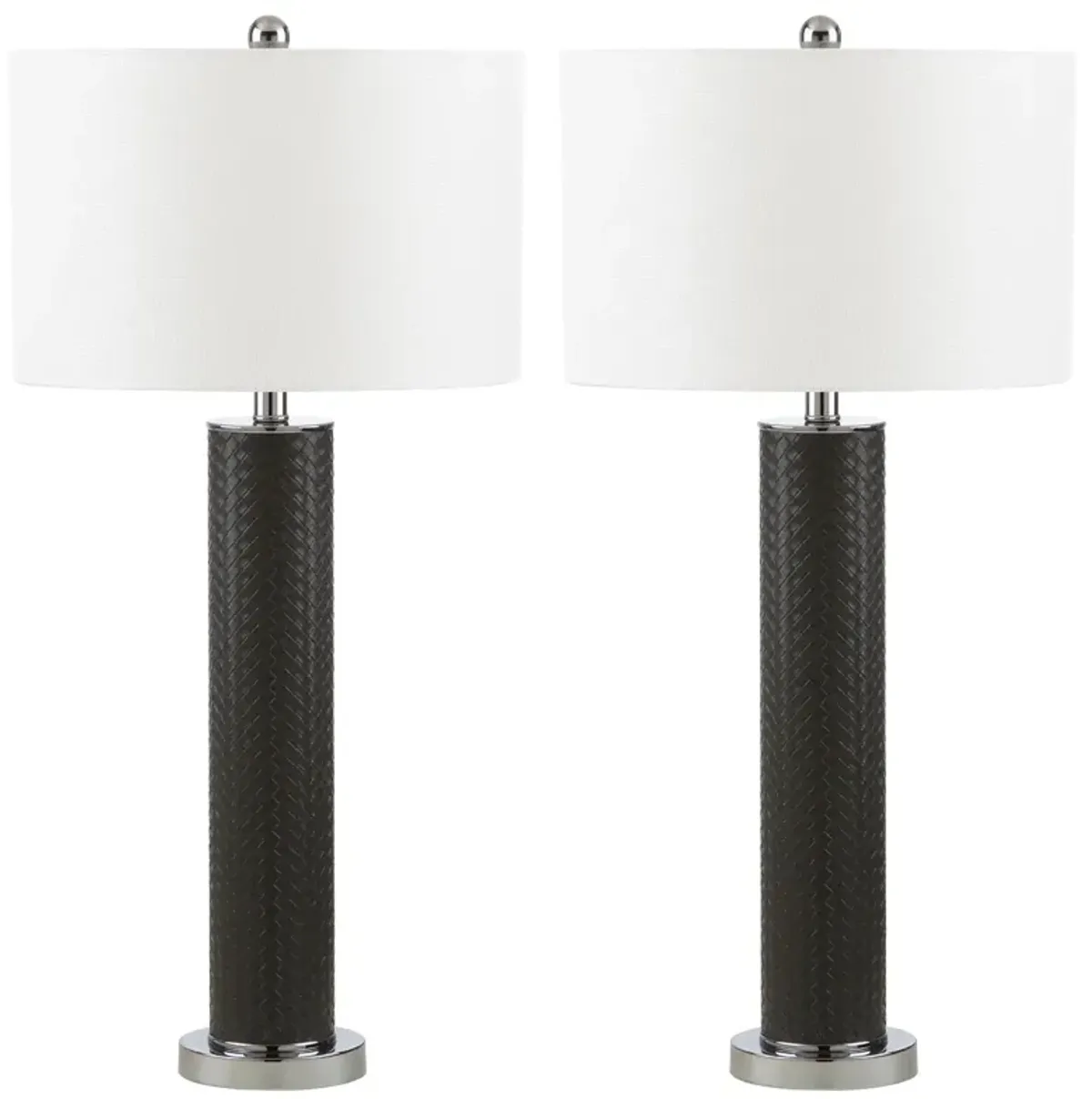 Ollie Faux Woven Leather Table Lamps - Set of 2