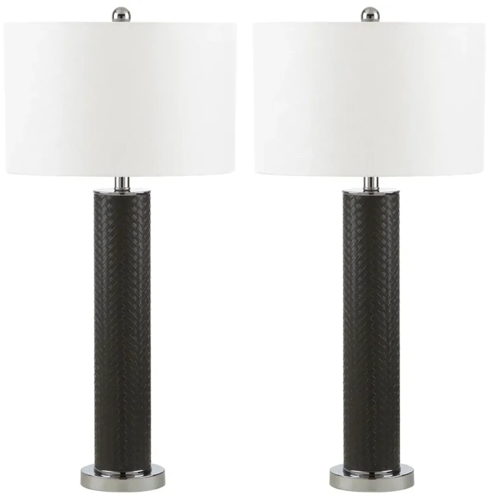 Ollie Faux Woven Leather Table Lamps - Set of 2