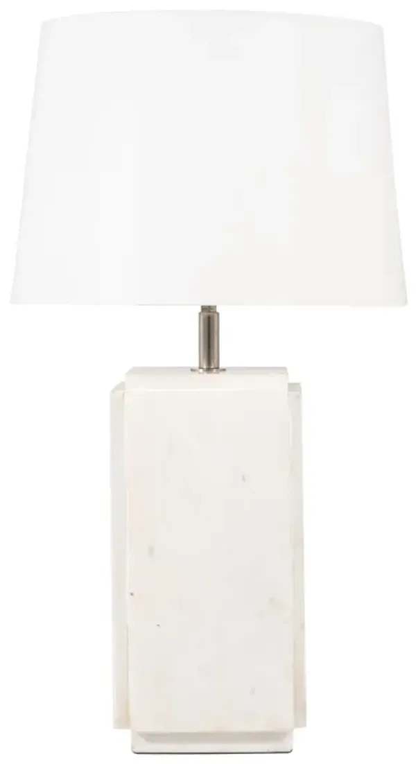 Marble, 27"h Fluted Table Lamp, White/off White