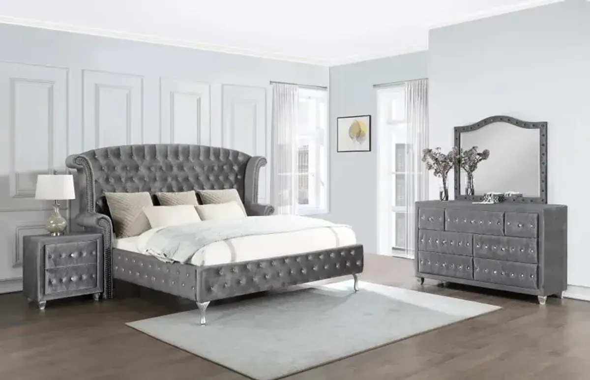 Deanna Upholstered Tufted Bedroom Set Grey