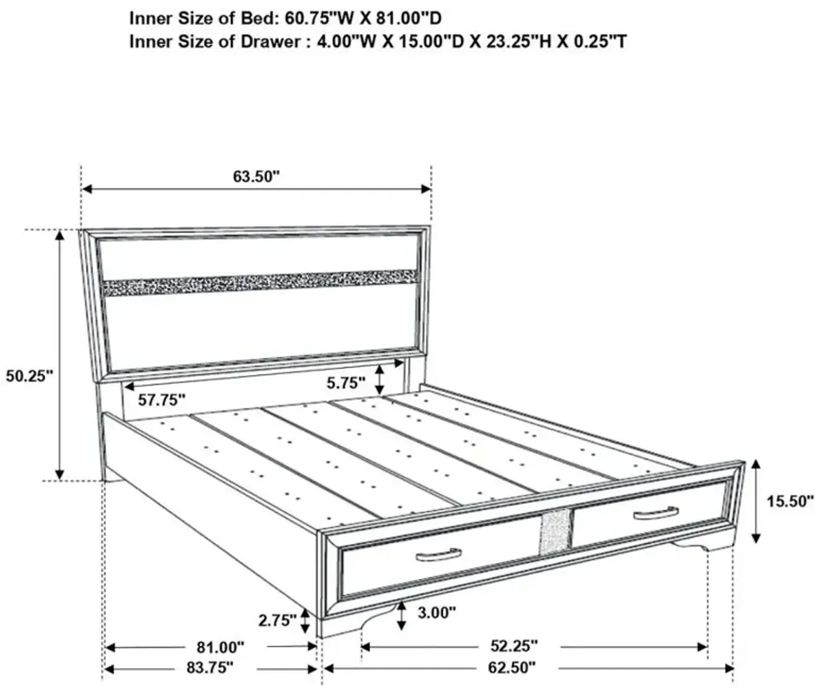 Miranda Queen 2-drawer Storage Bed Black