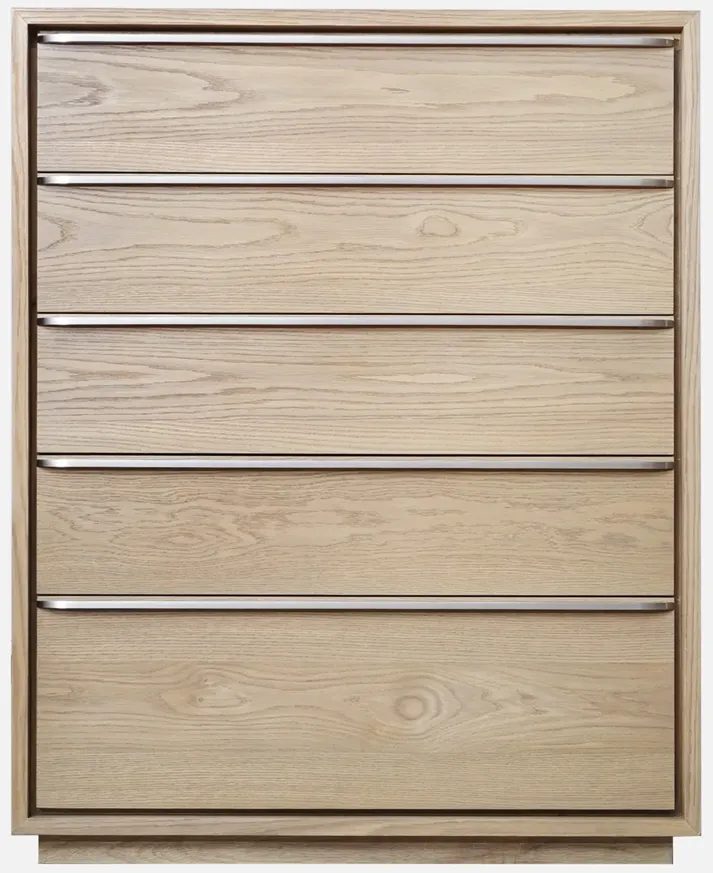 One Coastal Modern Five Drawer Chest in Bisque