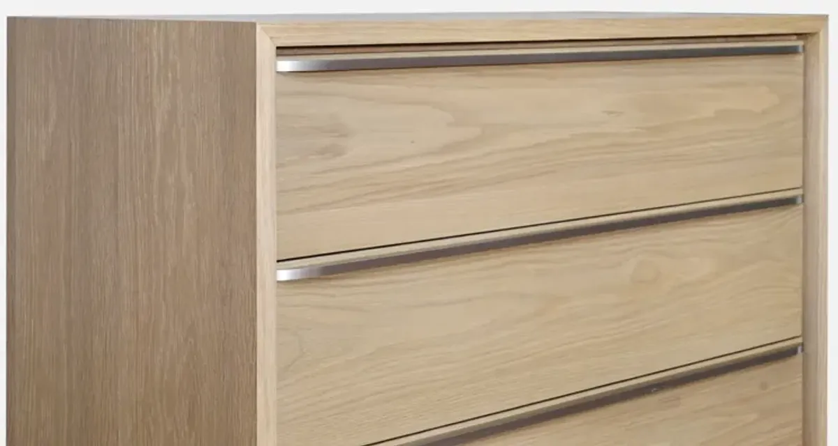 One Coastal Modern Five Drawer Chest in Bisque