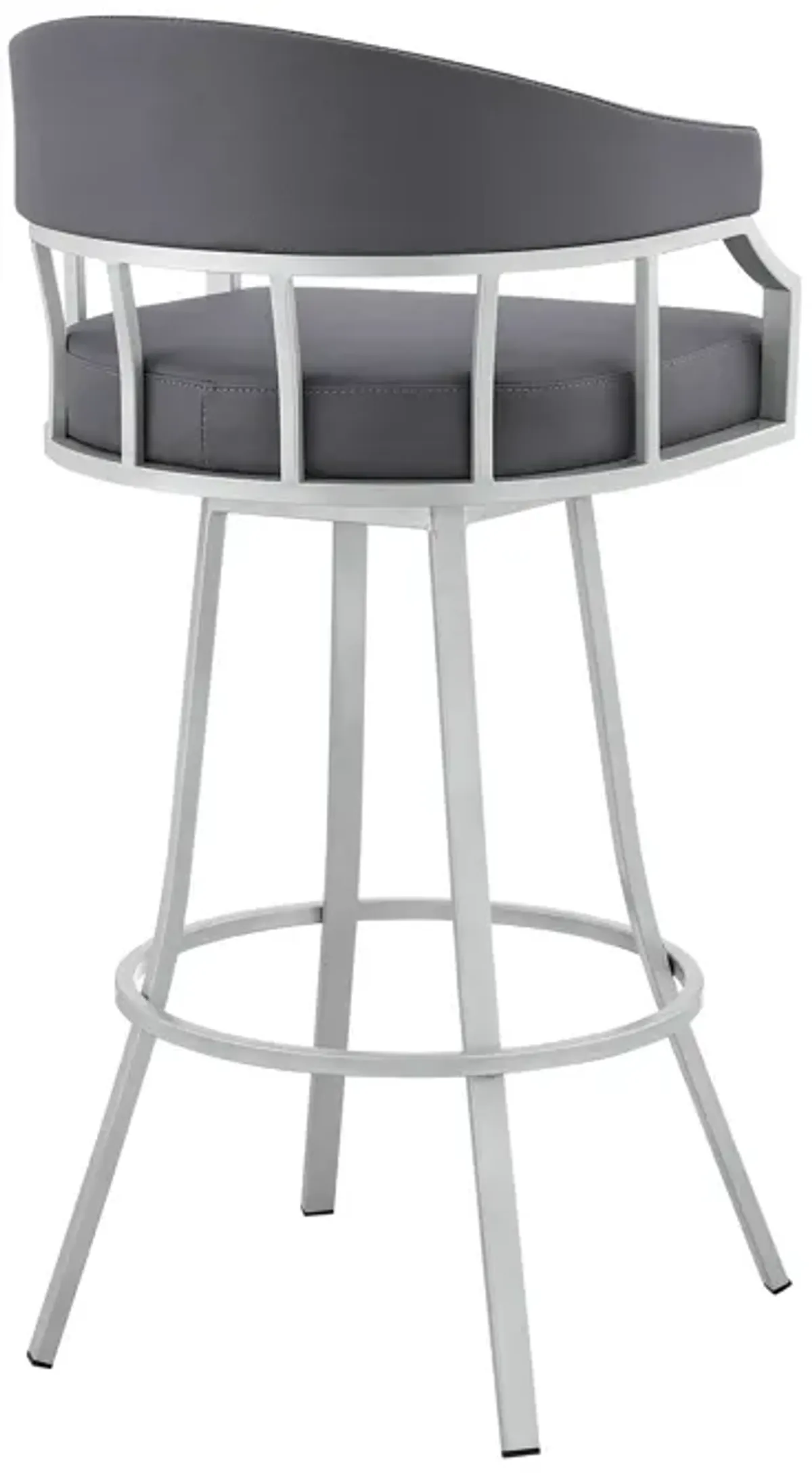 Palmdale 30" Swivel Slate Grey Faux Leather and Silver Metal Bar Stool