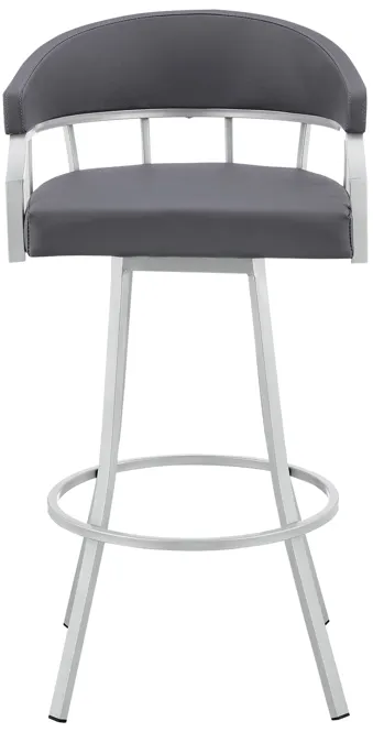 Palmdale 30" Swivel Slate Grey Faux Leather and Silver Metal Bar Stool