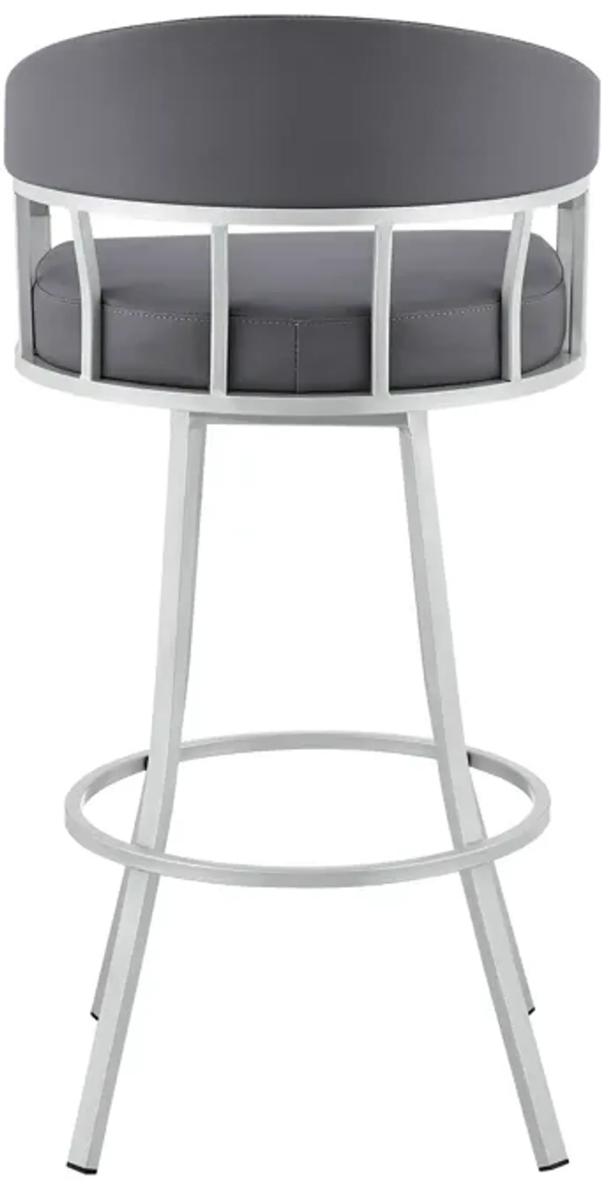 Palmdale 30" Swivel Slate Grey Faux Leather and Silver Metal Bar Stool