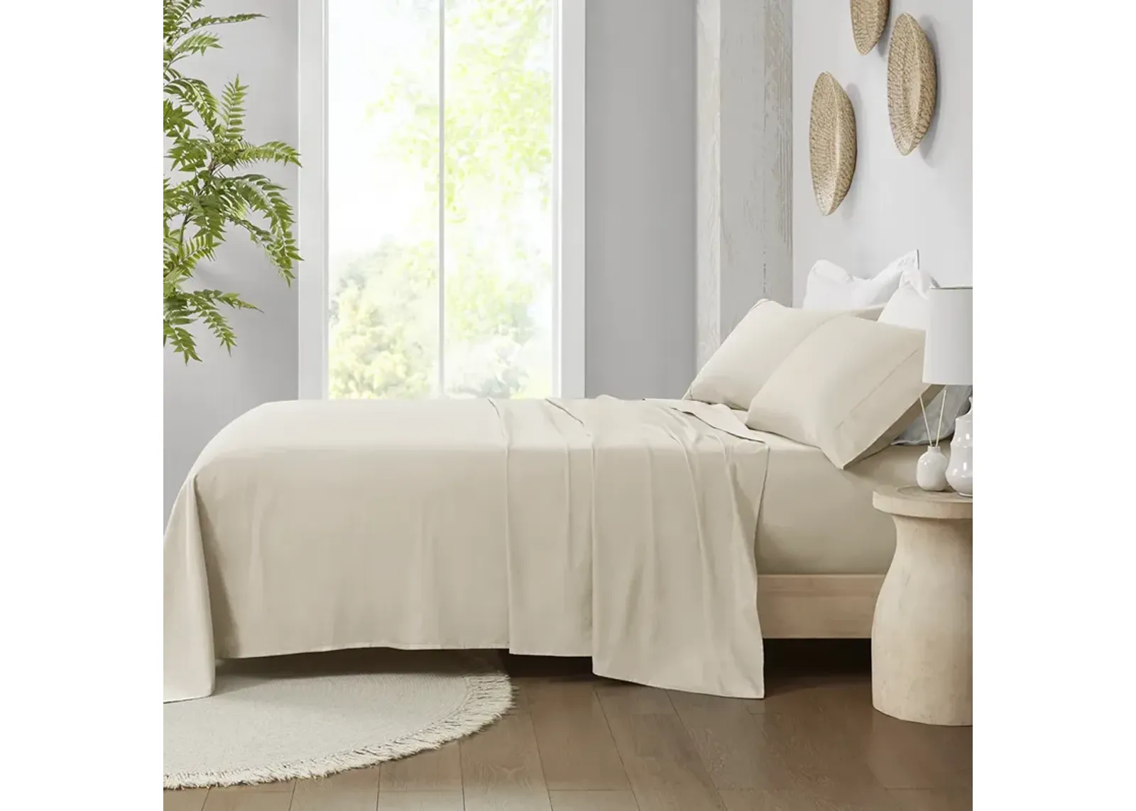 Madison Park 300 Thread Count Organic Cotton Taupe Deep Pocket Sheet Set