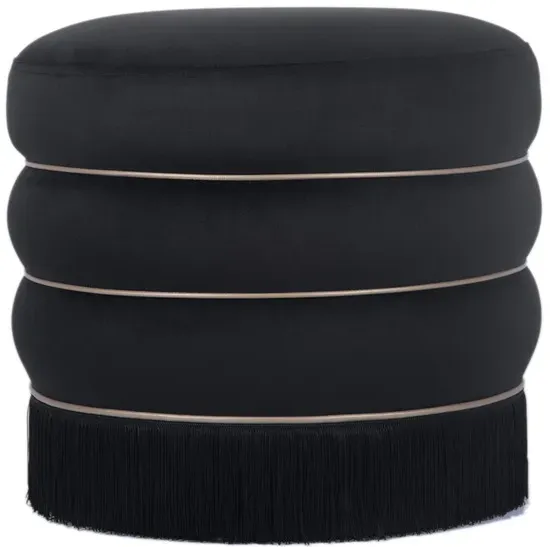 Lakka Black Velvet Ottoman