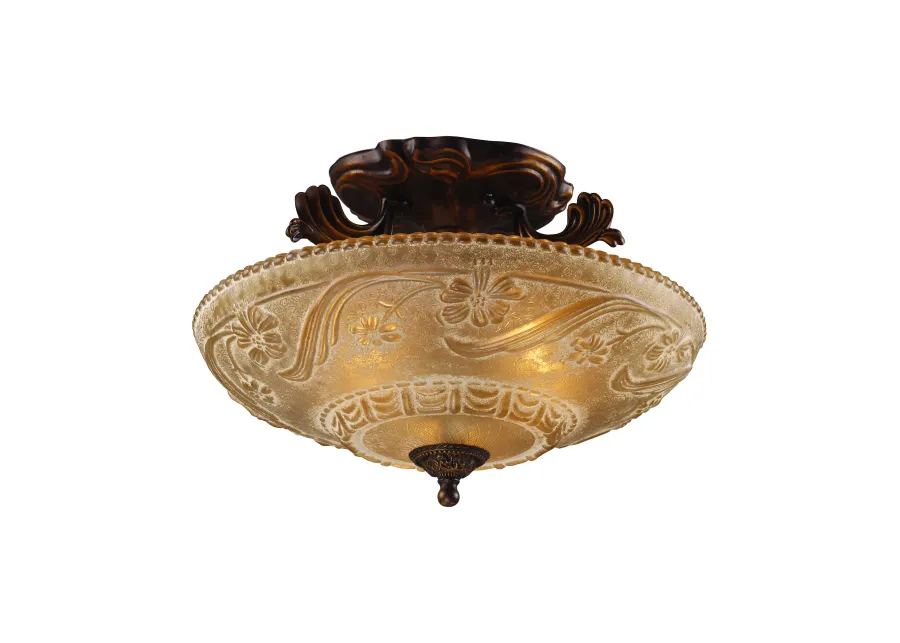 Restoration 16" Wide 3-Light Semi Flush Mount - Golden Bronze