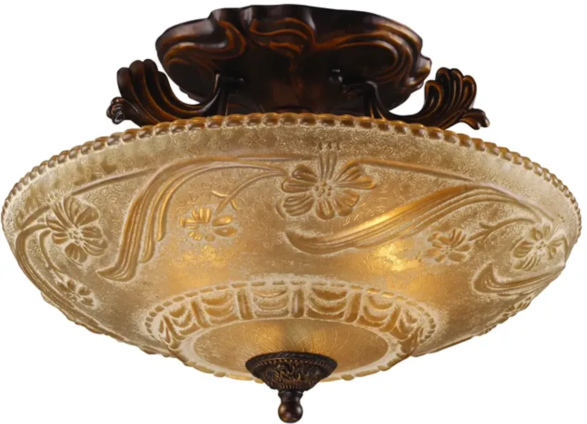 Restoration 16" Wide 3-Light Semi Flush Mount - Golden Bronze