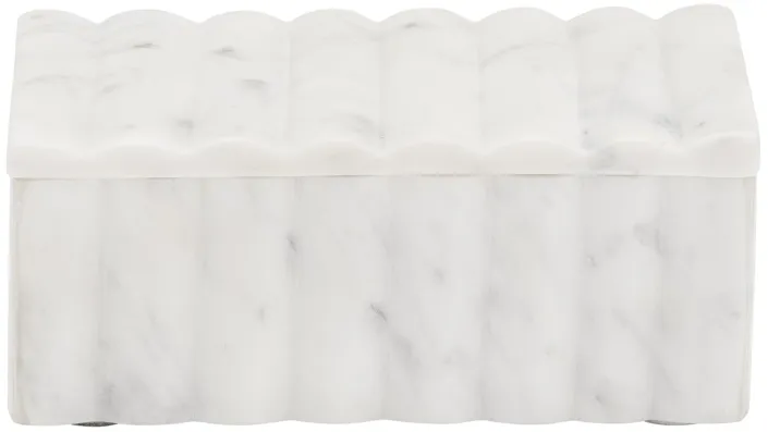 Marble, 7x3" Ridged Box, White