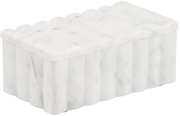 Marble, 7x3" Ridged Box, White