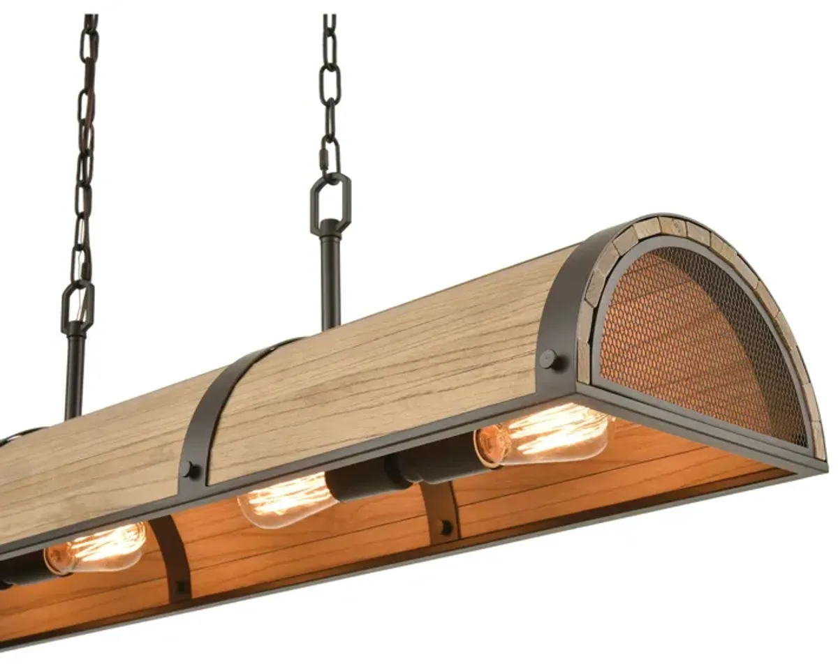 Wooden Barrel 40" Wide 4-Light Linear Chandelier 