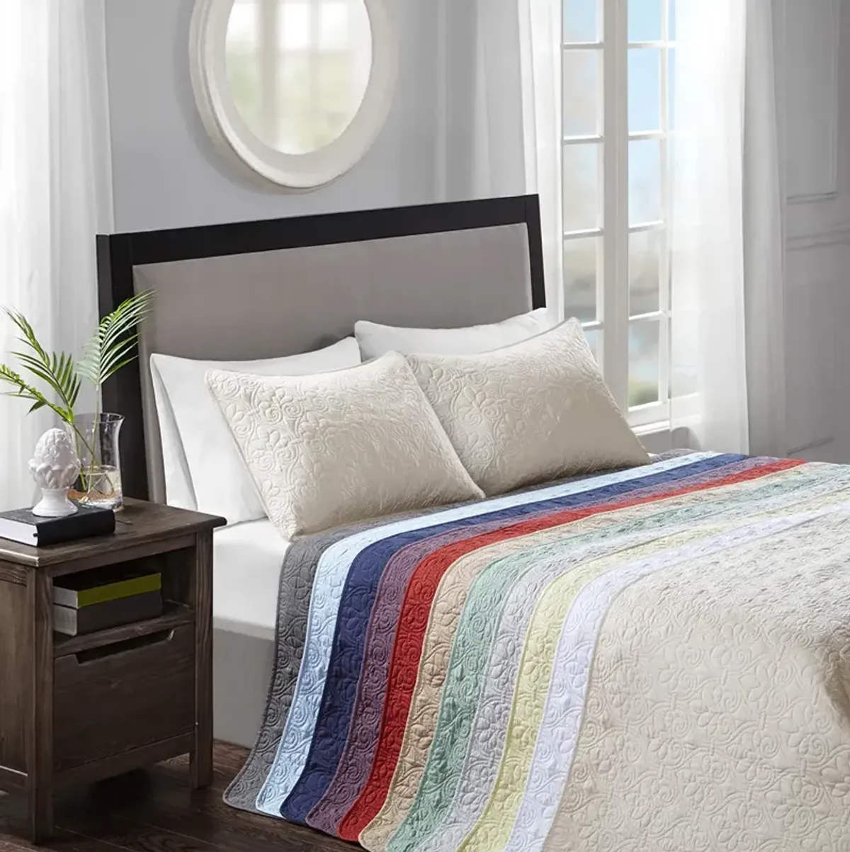 Madison Park Quebec Navy Reversible Bedspread Set