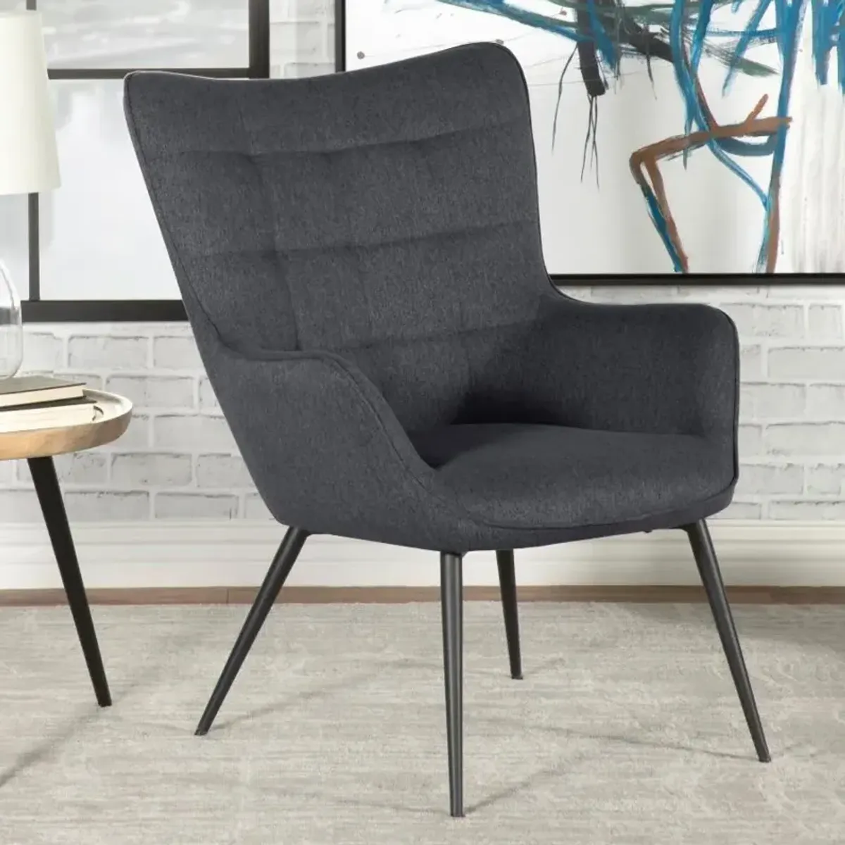 Isla Upholstered Flared Arms Accent Chair with Grid Tufted