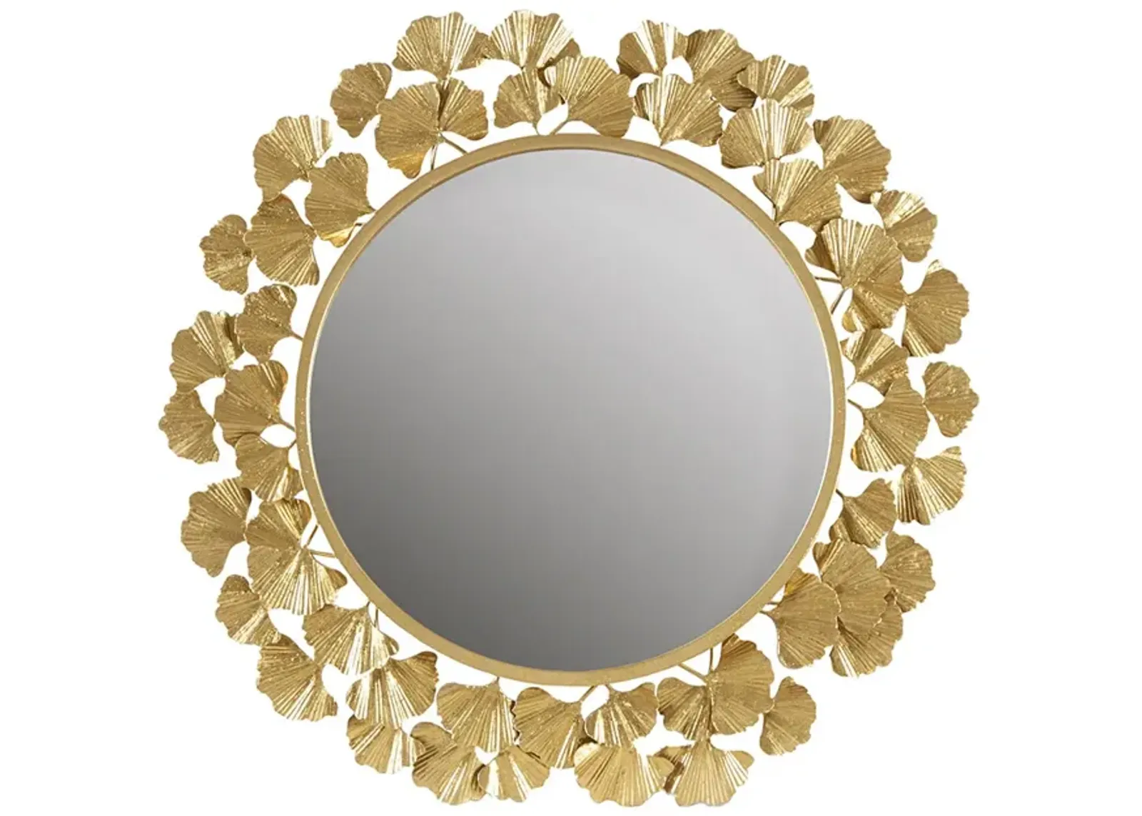 Martha Stewart Eden Gold Gold Gingko Leaf Round Wall Mirror 30.5"