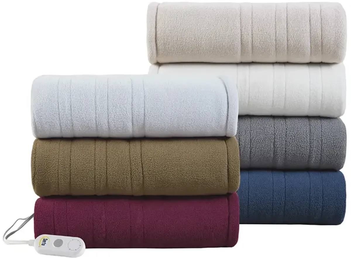 Serta Fleece to Sherpa Burgundy Heated Throw