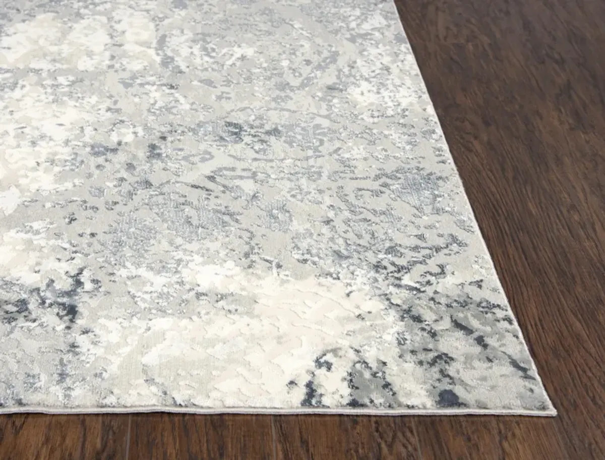 Chelsea Cream/Gray Abstract Polyester 2'7" x 9'6" Runner Rug