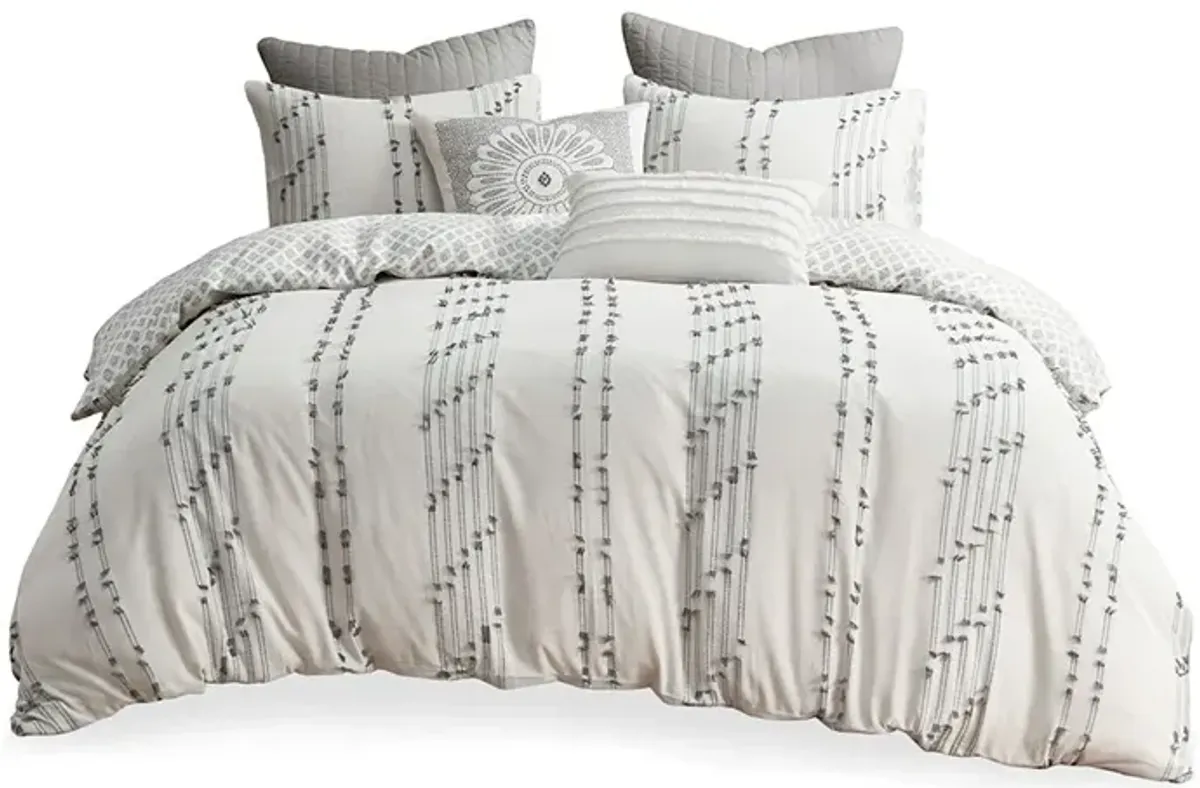 INK+IVY Kara Ivory 3 Piece Cotton Jacquard Comforter Set